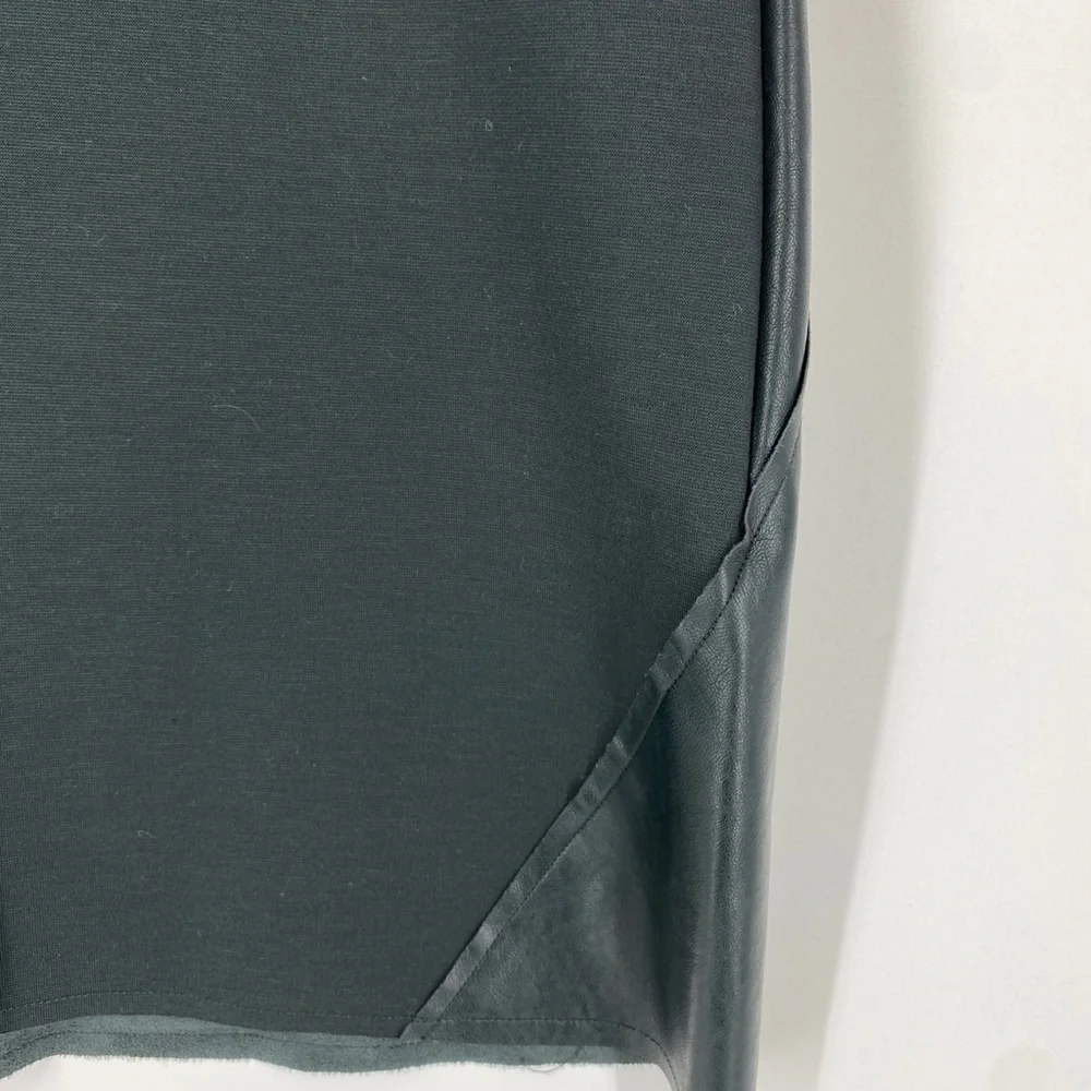Zara V-Neck Forest Green Faux Leather Short Sleeves A-Line Dress Size Small - Picture 4 of 4